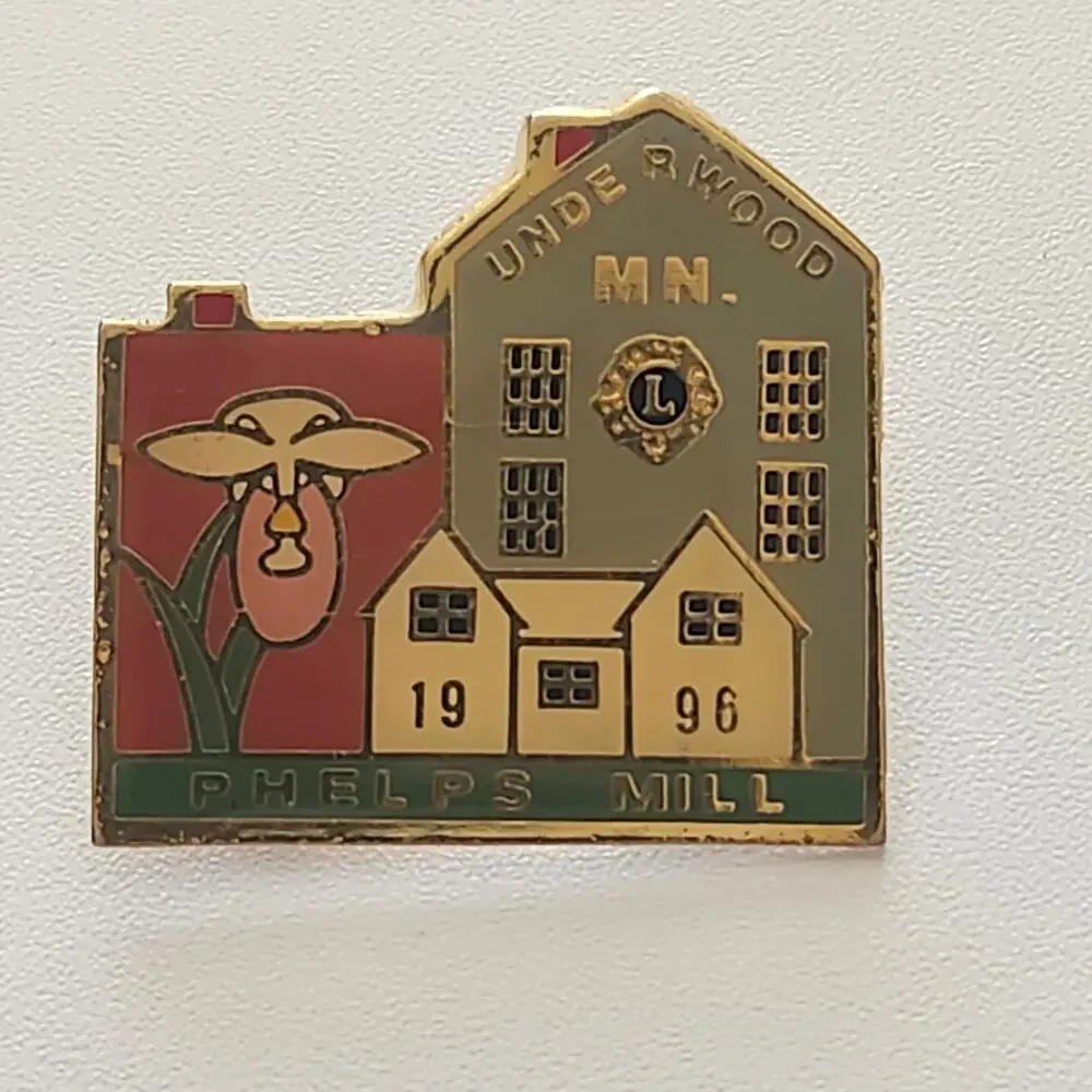 Vintage 1996 Lions Club Phelps Mill Underwood MN Lady Slipper Enamel Hat Pin